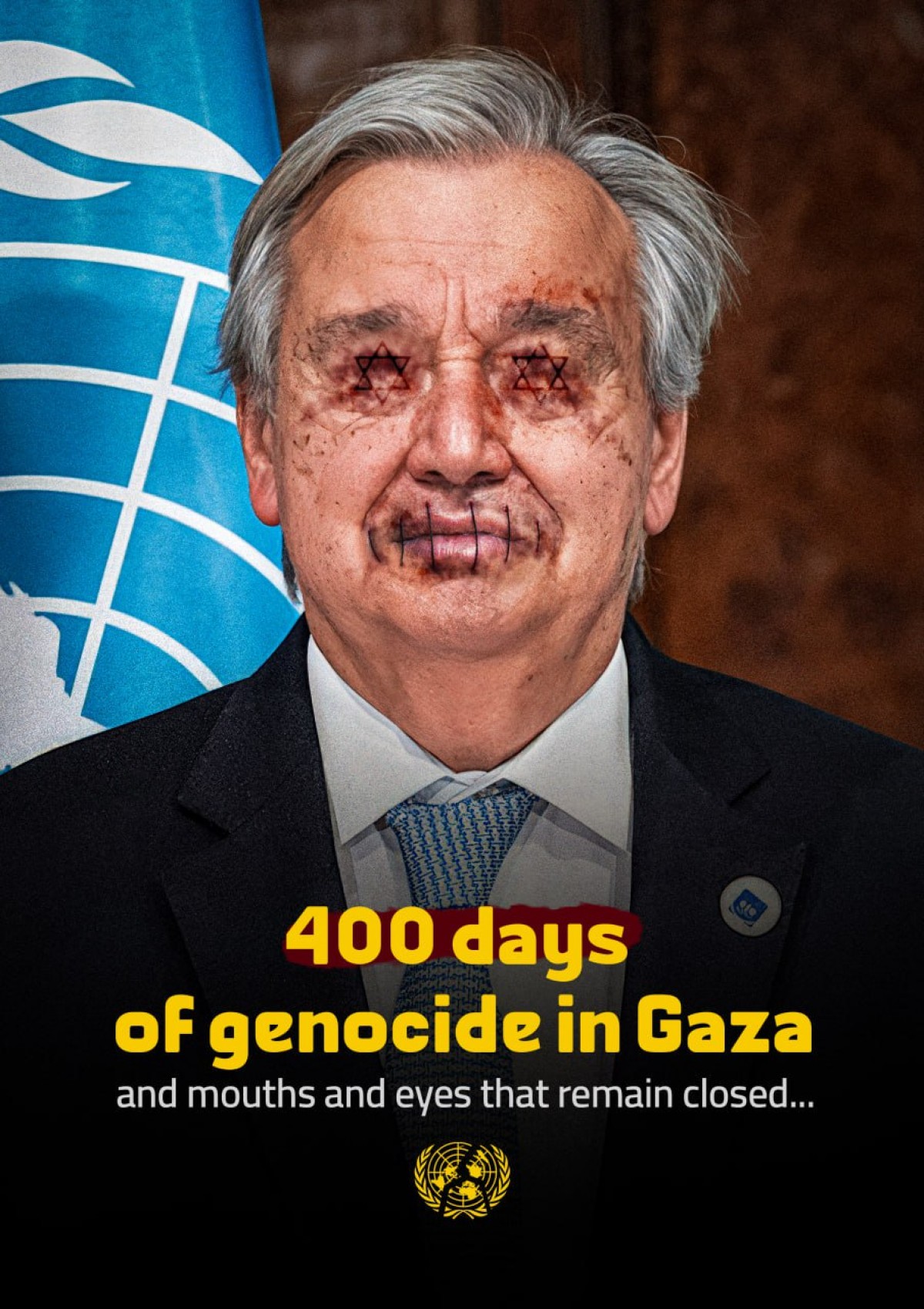 400 days of genocide in Gaza,  and mouths and eyes that remain closed