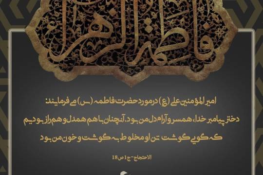 امیر المؤمنین علی (ع) درمورد حضرت فاطمه (س) می ‌فرمایند