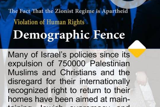 The Fact That the Zionist Regime is Apartheid  Violation of Human Rights Demographic Fence