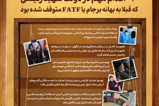 ده اقدام مهم در دولت شهید رئیسی که قبلا به بهانه برجام با FATF متوقف شده بود