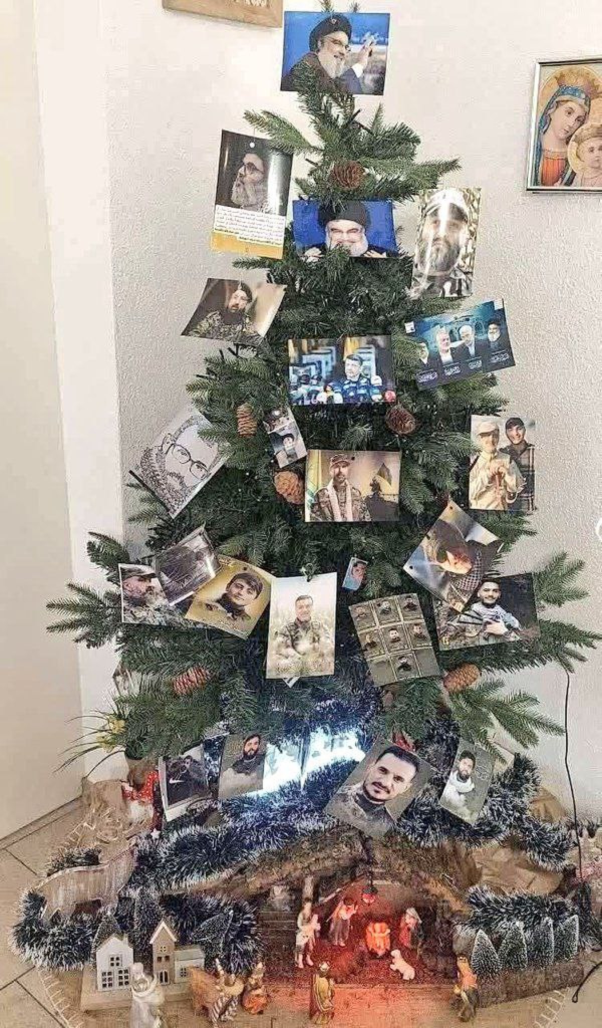 A Christmas tree decorated by Christian family in Lebanon