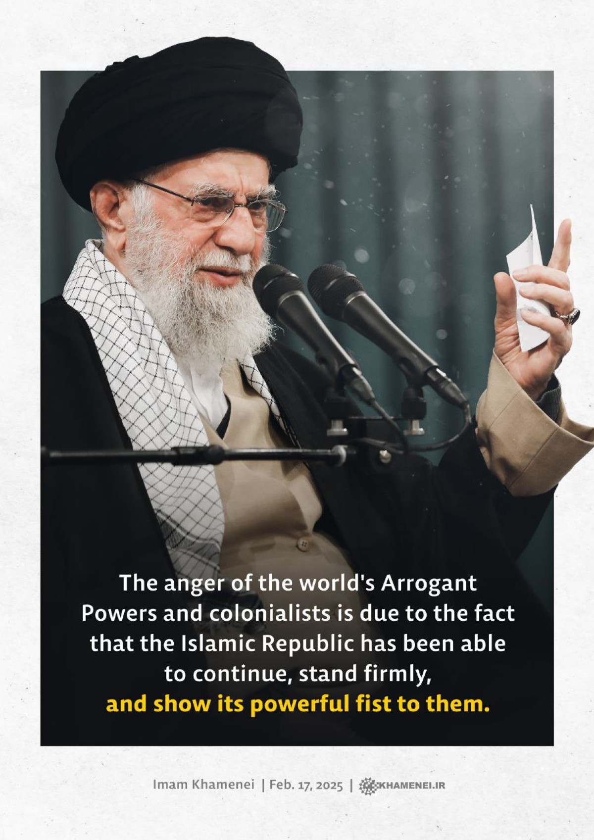 and show its powerful fist to them