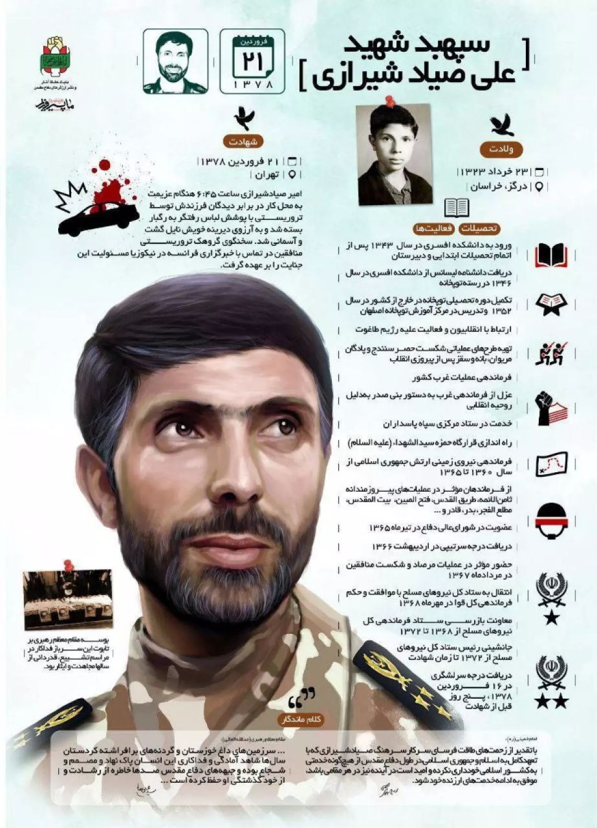 زندگی نامه سپهبد شهید علی صیاد شیرازی