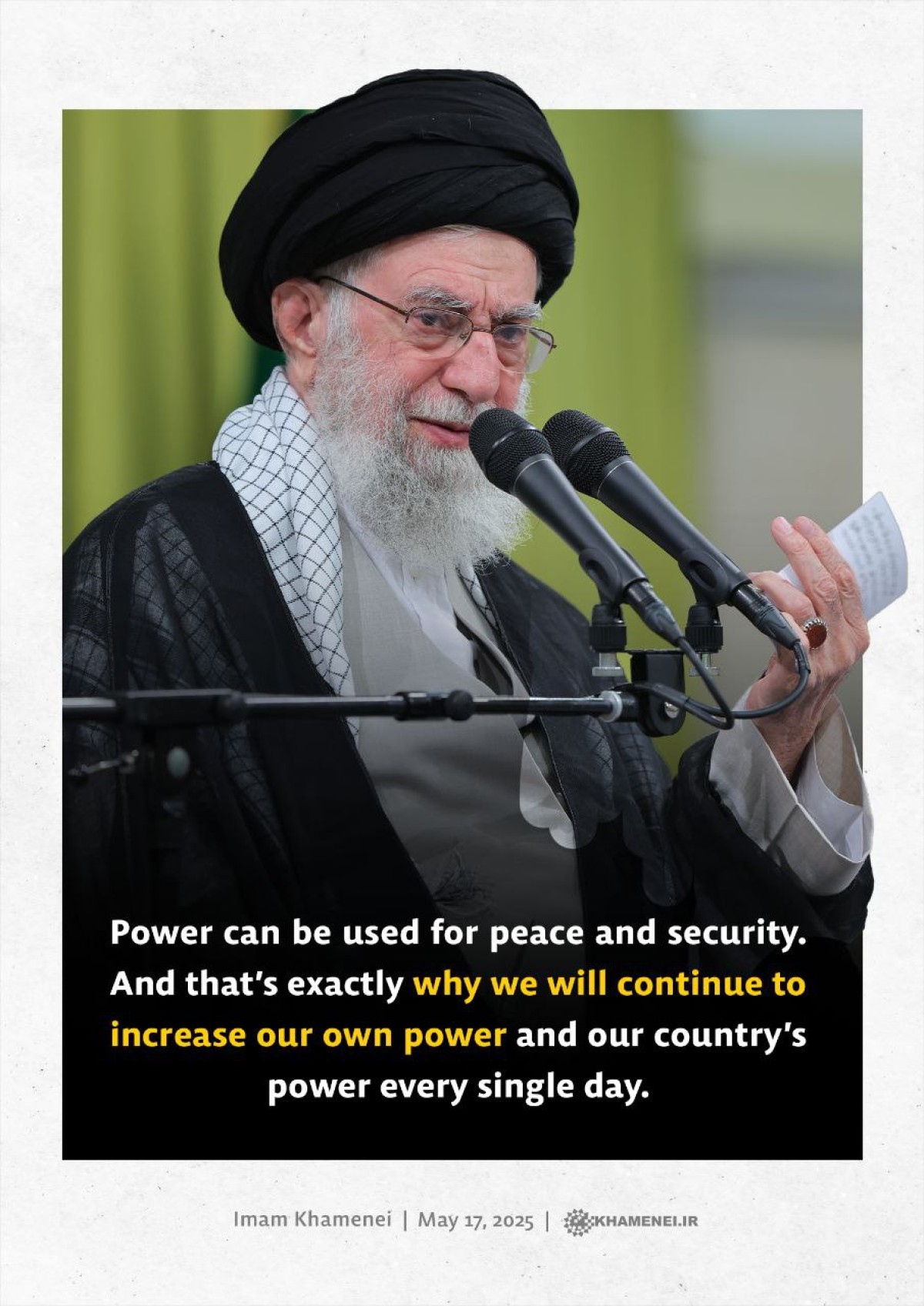 Power can be used for peace and security