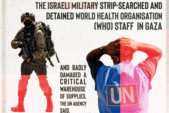THE ISRAELI MILITARY STRIP-SEARCHED AND DETAINED WORLD HEALTH ORGANISATION (WHO) STAFF IN GAZA