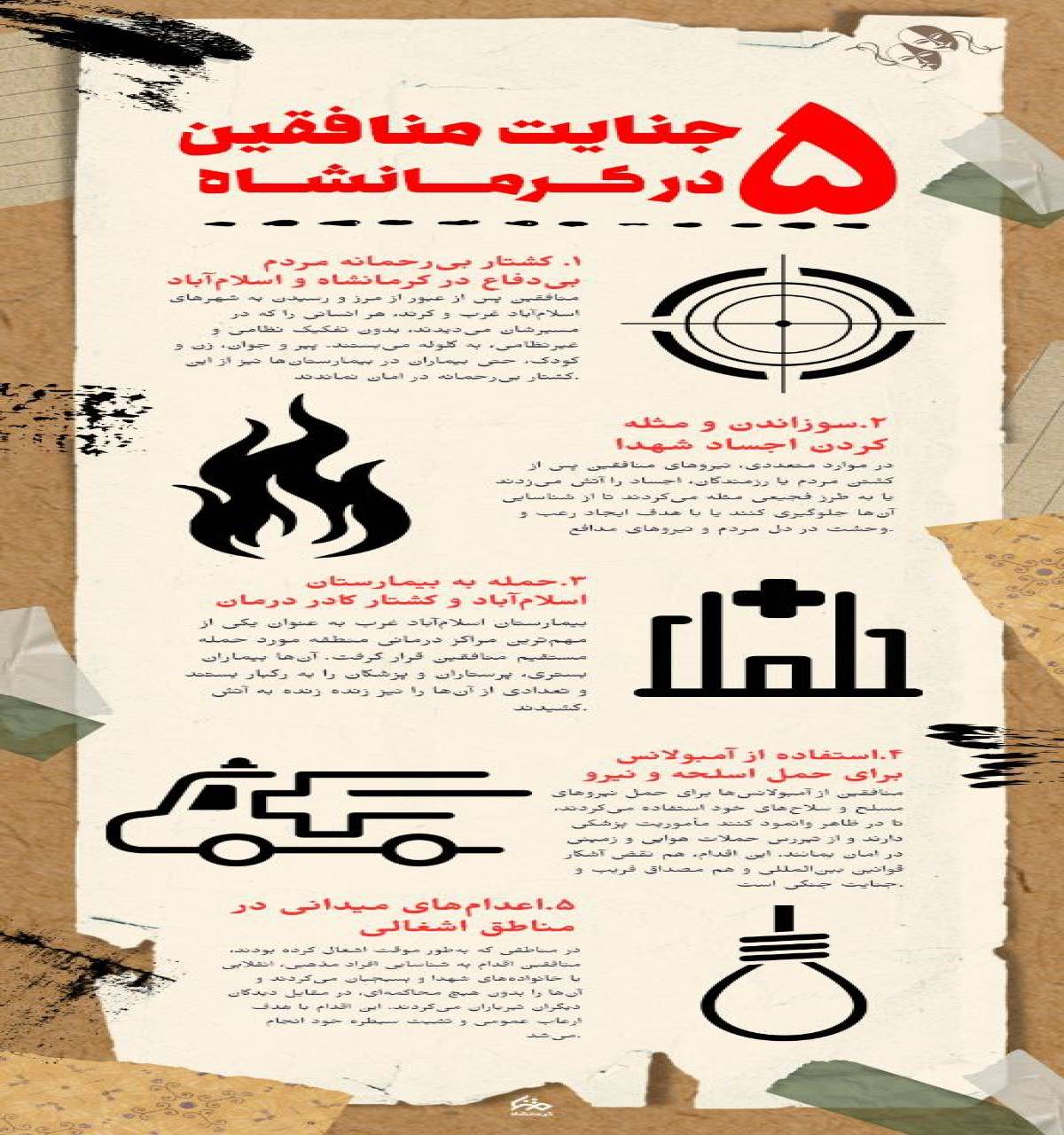 ۵ جنایت منافقین در کرمانشاه