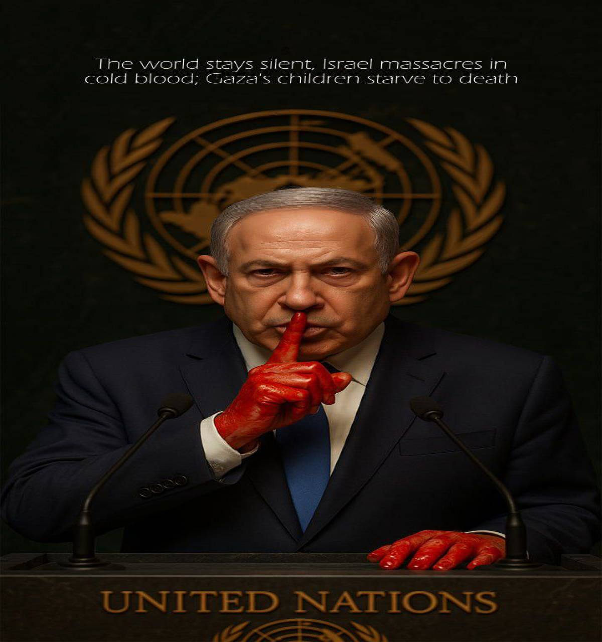 The world stays silent Israel massacres in cold blood Gaza's children starve to death