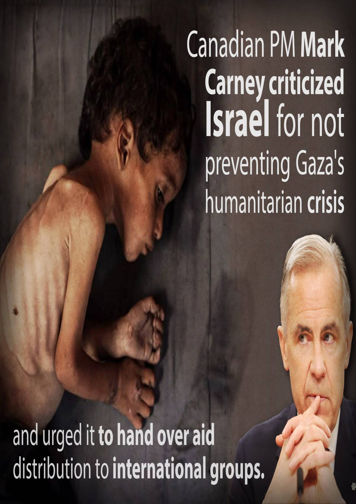 Canadian PM Mark Carney criticized Israel for not preventing Gaza's humanitarian crisis