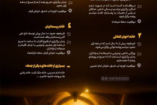 پنج روضه‌ی خانگی معروف یزد با قدمت بیش از یک قرن