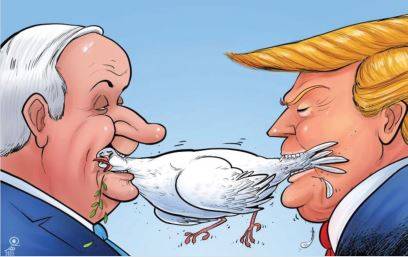 Chewing on a peace dove