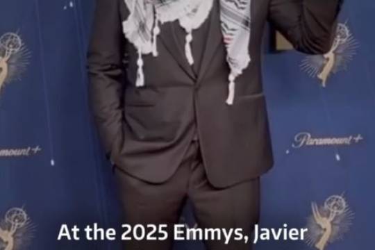 At the 2025 Emmys, Javier Bardem draped a Palestinian keffiyeh around his neck