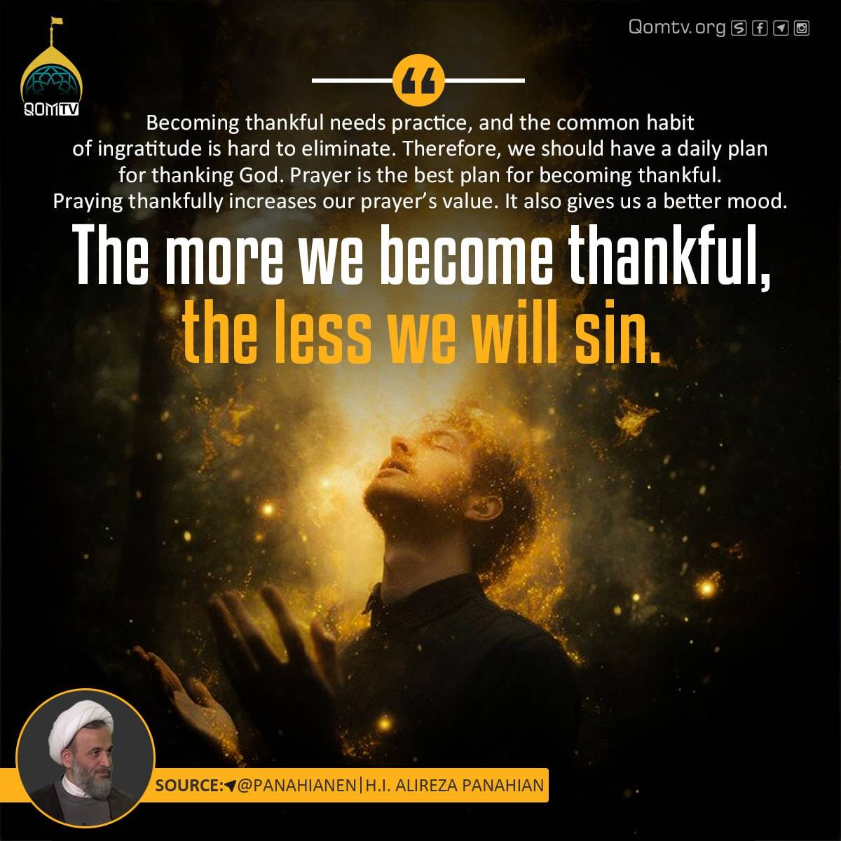 The more we become thankful, the less we will sin