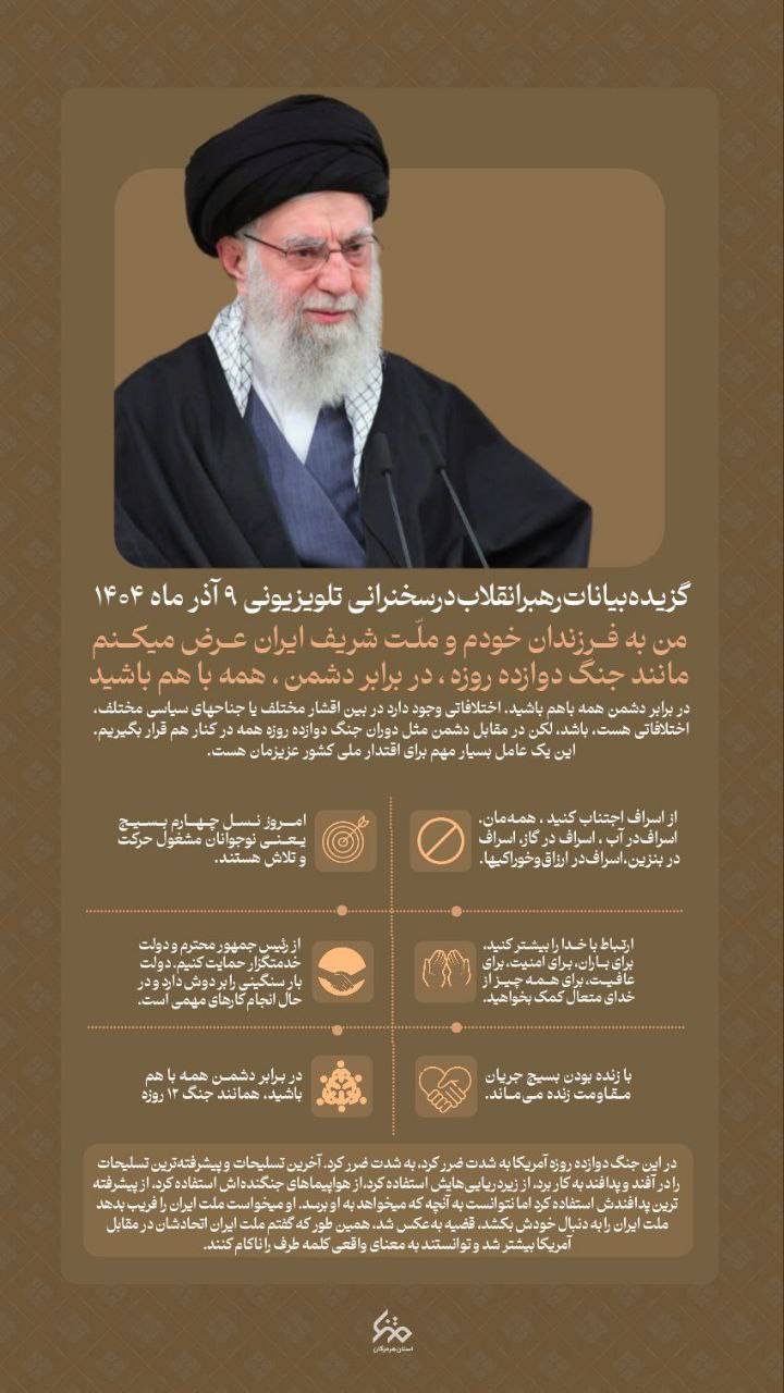 سخنان رهبر به فرزندان خود و ملت شریف