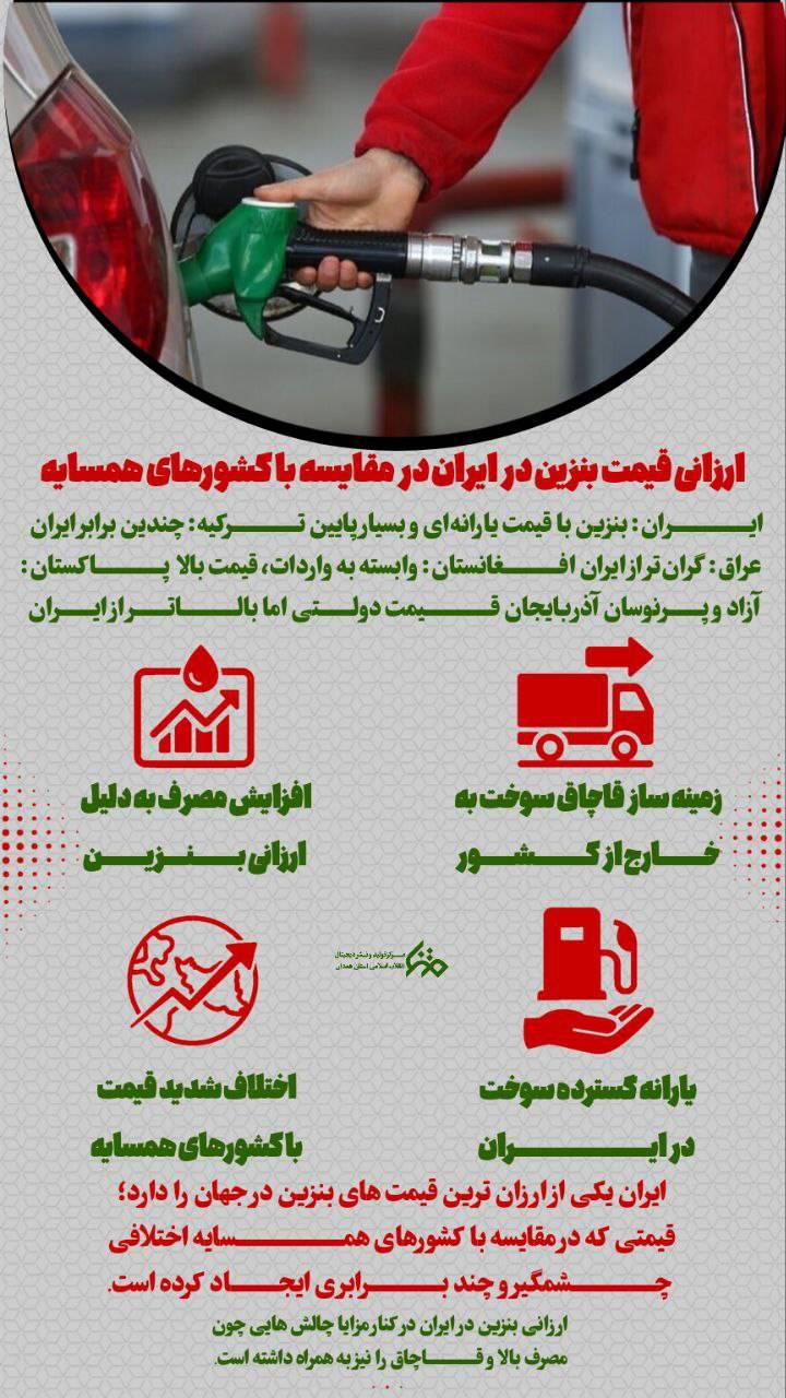 قیمت بنزین در مقایسه با کشور های همسایه