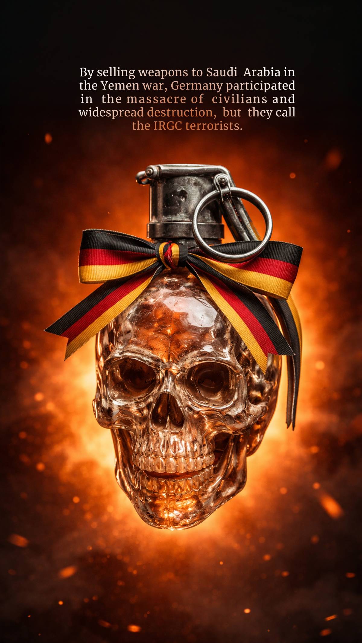 By selling weapons to Saudi Arabia in the Yemen war