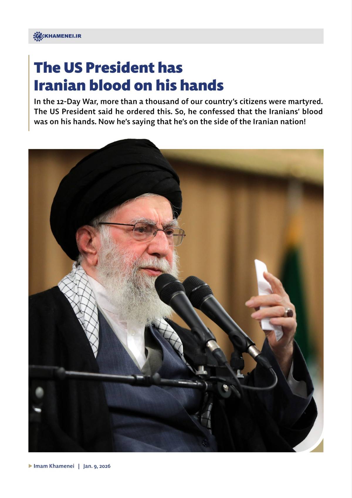 The US President has Iranian blood on his hands